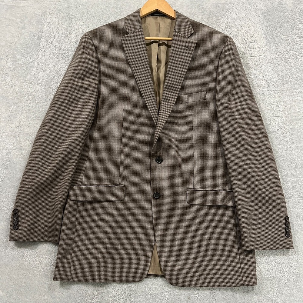 RALPH LAUREN Blazer Men's 44L Houndstooth Wool‎ Silk Preppy Sports Coat